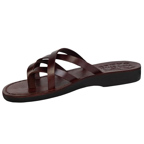 Holy Land Market Men/Women Biblical Jesus Leather Sandals/Slides From Jerusalem (Jerusalem Style I)