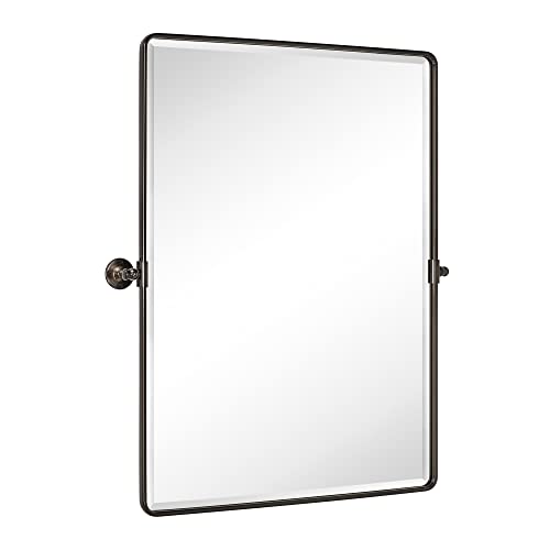 Image of TEHOME Pivot Mirror Oil Rubbed Bronze Tilt Mirror Large Metal Framed Rectangle Tilting Beveled Vanity Mirrors for Wall, Vertical Hanging, Overall 34.14 x 40 inches (Mirrror 30 x 40 inches)