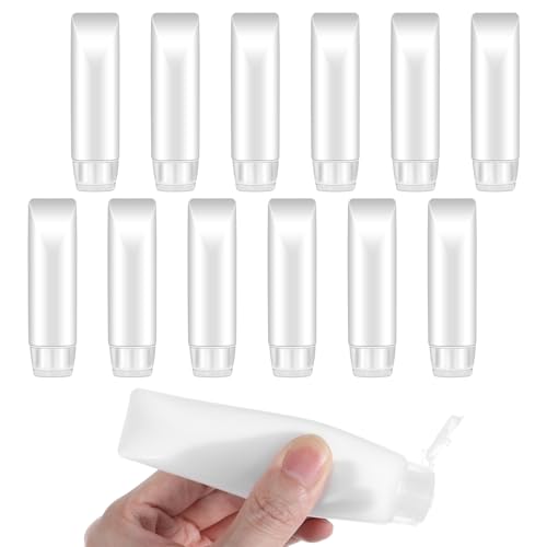 Guduling 12 Stück Reiseflaschen Set,Travel Bottle Set 30ml,Nachfüllbare Behälter Kosmetik,Auslaufsichere Kleine Travel Containers für Spülung,Shampoo,Duschgel,Lotion
