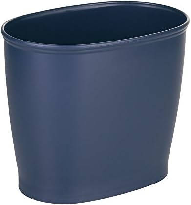 iDesign Kent Plastic Oval Wastebasket, Trash Can for Bathroom, Kitchen, Office, Bedroom, 12" x 8" x 10" - Navy Blue