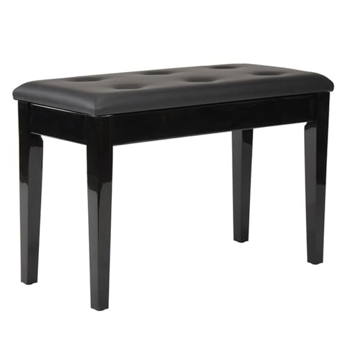 Banc de piano double en bois avec rangement et siege rembourre