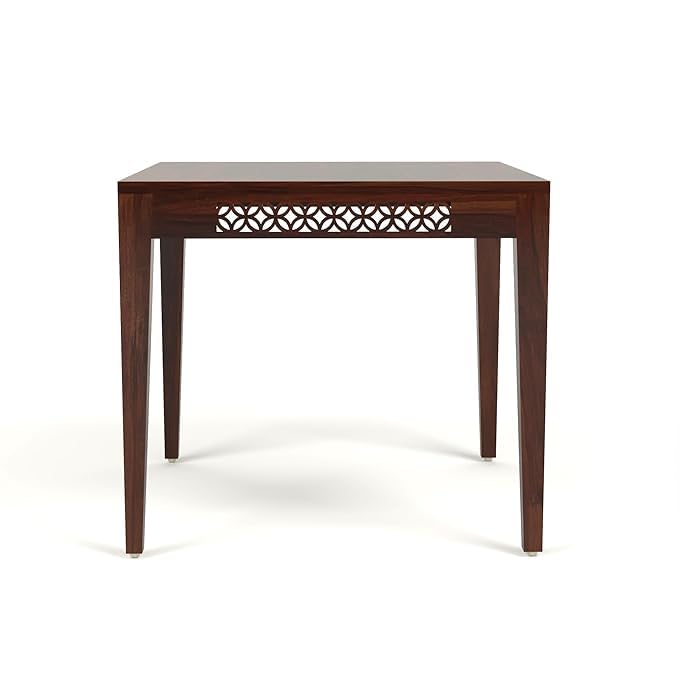 Image of Solid Sheesham Wood 2 Seater Dining Table Set with Cushioned Chairs for Dining Room | Living Room | Home & Office | Hotels Restaurant & Cafe (2 Seater, Walnut Finish A)