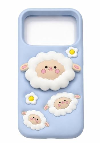 Image of Dezet Back Cover Compatible with iPhone 17 Pro Max Soft Silicone 3D Cute Cartoon Cover, Aesthetic Full Protective Case Cover Girls & Women (Blue)