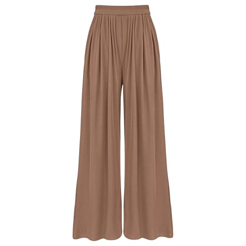 Wide Leg Work Pants for Women with Pockets Elastic Business Causal Pants Women Summer for Beach Travel Trousers