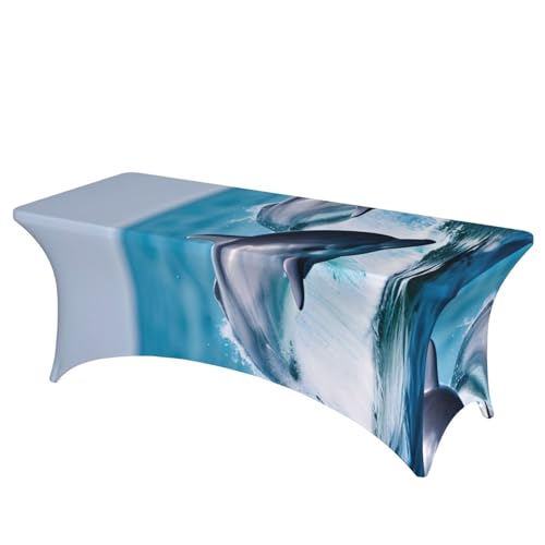 Nappe motif dauphin 1,8 m extensible contre les plis de table - 2