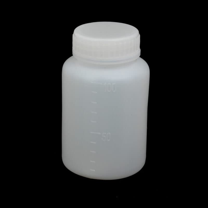 Tool parts 100ml PE Plastic Round Shaped Graduated Laboratory Experiment Bottle White 5pcs