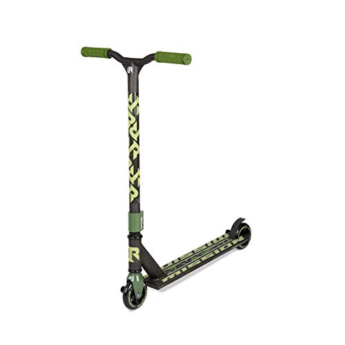 Riprail Mission Patinete de Acrobacias terminó en Camuflaje Verde con Plataforma de aleación, Ruedas de núcleo de aleación, rodamientos ABEC-9 y 2 pegs