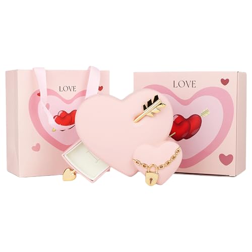 Boîte à bijoux en cœur cadeau Saint Valentin pour bague et collier