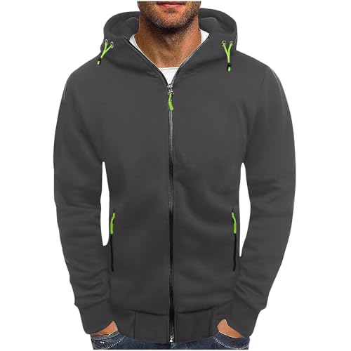 Work Out Hoodie Men With Zipper Pocket Long Sleeve Active Full-Zip Sweatshirt Casual Fleece Jacket Fall Winter Outfits