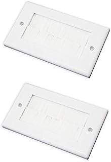 electrosmart White Double Gang Brushplate with White Brushes/Brush Strip Wallplate/Wall Plate/Faceplate Cable Tidy for Wall Mounted Plasma TV etc