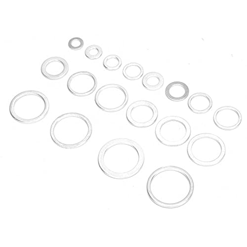450 pcs 18 Sizes Oil Drain Plug Aluminum Washer Gasket Assortment Set with Plastic Box Lock Assortment Set