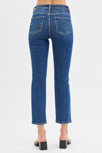 SALT TREE Risen Jeans - Tummy Control High Rise Crop Straight Jeans - PSC21045D2