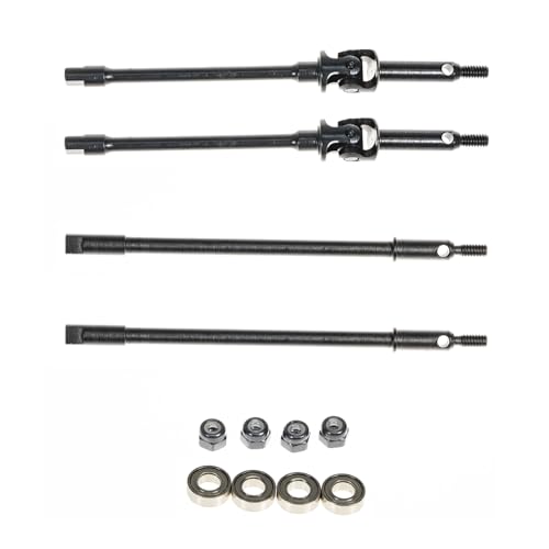 RampCrab Steel Universal Joint Drive Shaft for SCX24 AX24 1/24 RC Crawler Car, Inside+8mm Length, 1 Pair Front axle shafts & Rear shafts, Upgrades Parts for SCX24 Bronco Deadbolt JLU Gladiator C10