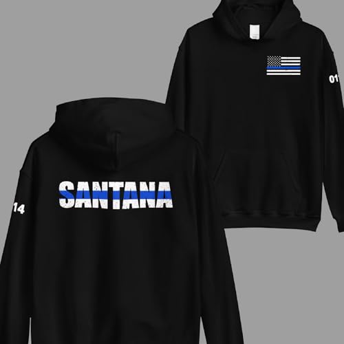 Custom Thin Blue Line USA Vertical Flag Police Hoodie, Personalized Police Officer Hoodie with Last Name & Badge Number Ideal Retirement Cop Hoodie Gift for Male and Female Officers (Hoodie)2