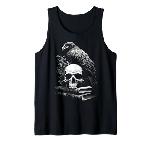 Raven Bird, Skull And Books Witchy Occult Academia Symbolism Tank