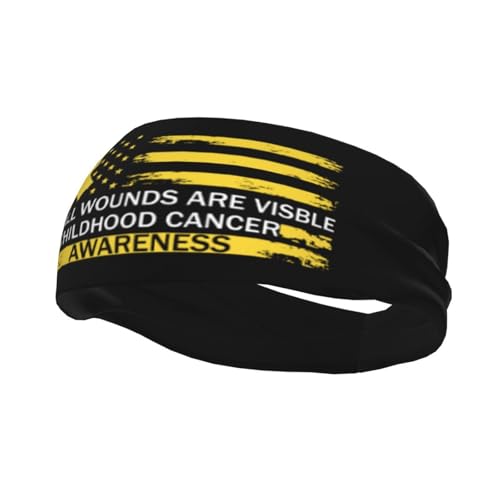 Not All Wounds are Visible Childhood Cancer Awareness Adjustable Sports Headband Moisture Wicking Sweatband for Running Workout