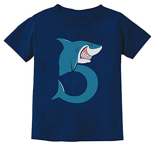 Tstars Shark 5th Birthday Shirt Boy Girl Gift for 5 Year Old Fifth Toddler Kids T-Shirt