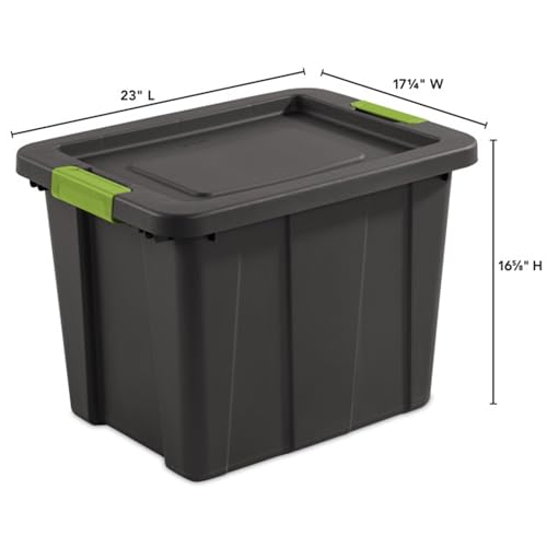 Image of Sterilite Latching Tuff1 Tote Containers w /Lids, 18 Gallon, 6-Pack | Flat Gray, Large Plastic Storage Bins - Heavy-Duty Stackable Organizer Boxes for Home, Office, Basement, Closet, & Garage