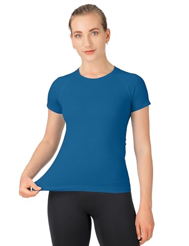Image of MathCat Seamless Workout Tops for Women Short Sleeve Yoga Running Shirts,Breathable Athletic Compression Shirt Women XS-XL