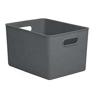 TATAY Storage Box Baobab, 22L Capacity, Polypropylene, BPA free, Anthracite Grey. Measures 29.4 x 38.5 x 23 cm