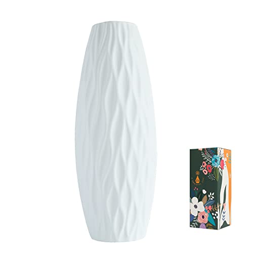 Zii 9.45 Inch Matt Ceramic Vase White Ceramic Vase Tall White Vase White Vases for Decor White Vases for Flowers White Flower Vase Ceramic Vases for Home Decor Boho Vases for Decor Tall Ceramic Vase