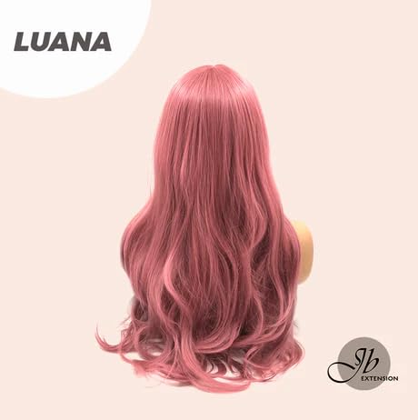 Miniatura 7 de LUANA - Peluca de fiesta rosa oscuro con flequillo completo, largo y rizado, Fuxia Wear and Go, pelucas de cabello largo sin pegamento para mujeres,