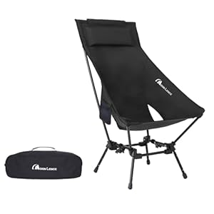 MOON LENCE Portable Camping Chairs for Adults, Adjustable Oversize Beach Chair Lawn Chair with High Back – Large Capacity, Heavy Duty (New Black)