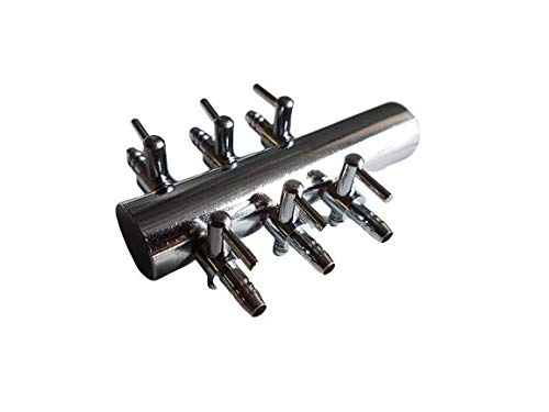 Pondh2o 6 Way Airline Gang Valve Manifold, Stainless Steel Air Pump Manifold 6 Ports for Aeration Distribution Air Flow Splitter Lever Control Valve for Koi Fish Ponds, Fish Tanks and Aquariums