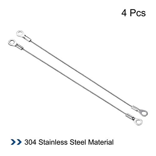PATIKIL Stainless Steel Lanyard Cable 1.5mmx20cm, 4 Pack Eyelets Ended Security Wire Rope, Silver - Image 3