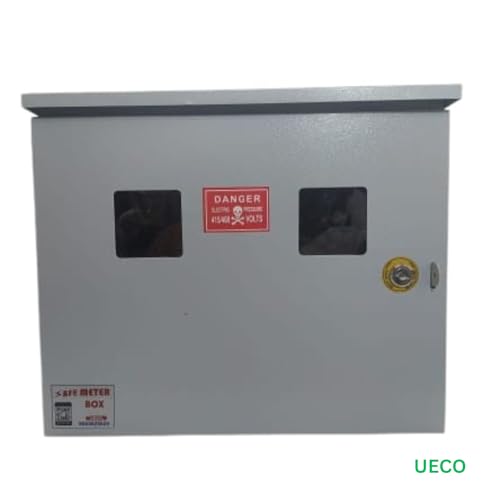 Image of Safe Meter Box - Heavy-Duty Weatherproof Metal Enclosure with Ply Base & Lock | DUAL WINDOW | Solar Installations /Meter /EV Charging /CCTV Power Box / | 18 inchx15 inchx7.5 inch (457x381x190 mm) Wall Mount