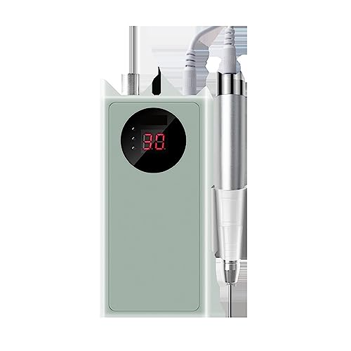 電動ネイルグラインダー 30000RPM ネイルドリルマシン、プロフェッショナルマニキュアペディキュアドリル、リング LCD ディスプレイ付き電気ネイルドリル、ライトグリーン色 コンパクトな電池式家庭用