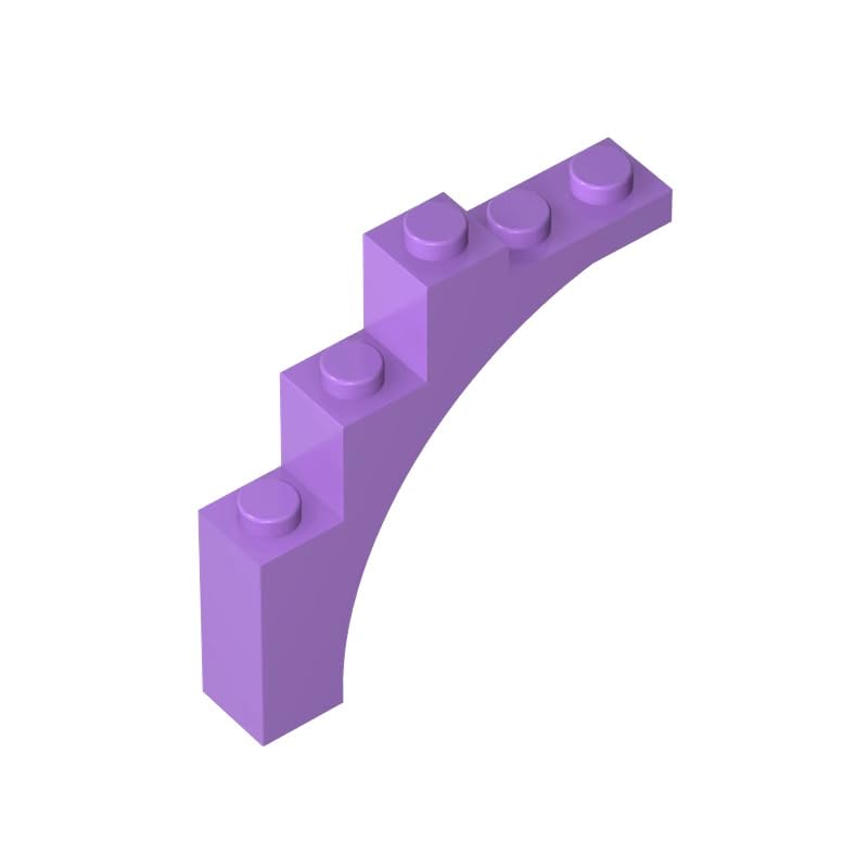 Gobricks 76768 Arched Brick Brick Arch 1x5x4 [Irregular Bow, Raised Underside Cross Supports] 10 Pieces GDS-715 Compatible with Lego Building Blocks Color:Medium Lavender