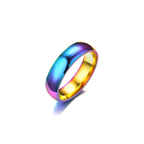 Xusamss Fashion Simple Colorful Stainless Steel Band Ring