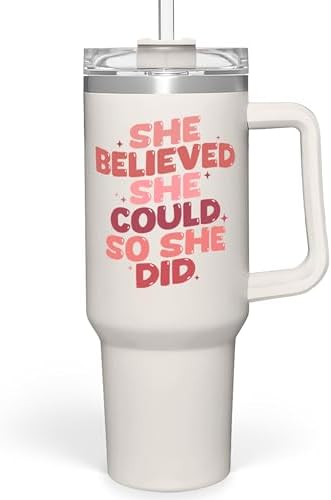 SANDJEST Graduation Gifts for Women She Believed She Could So She Did Tumbler 40oz Stainless Steel Insulated with Handle and Straw, New Job, Going Away, Inspirational Gifts for Her SANDJEST Graduation Gifts for Women She Believed She Could So She Did Tumbler 40oz Stainless Steel Insulated with Handle and Straw, New Job, Going Away, Inspirational Gifts for Her