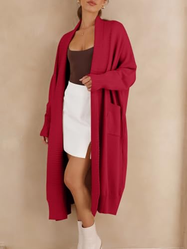 Image of Danedvi Womens Long Cardigan Sweaters 2026 Spring Chunky Knit Oversized Slouchy Open Front Warm Coats with Pockets