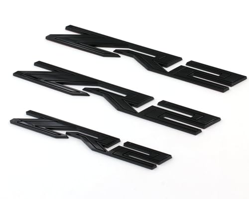 Image of 3PCS Gloss Black Fender Rear ZR2 Emblem Badge Compatible with Silverado Colorado (Gloss Black)