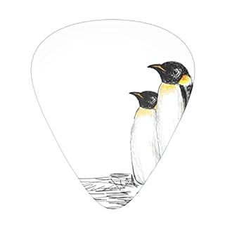 Lot de 12 médiators fins et épais dessinés à la main pour guitares acoustiques électriques et acoustiques Motif pingouins - Les Beatles, Paul McCartney, John Lennon, RIngo Starr, George Harrison