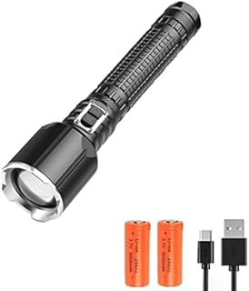 XLENTGEN 15000 Lumens LED Torch Super Bright Rechargeable XHP160 LED Powerful Flashlight with 9600mAh Battery 5 Modes Zoomable Waterproof Handheld Tactical Torches for Camping Searching