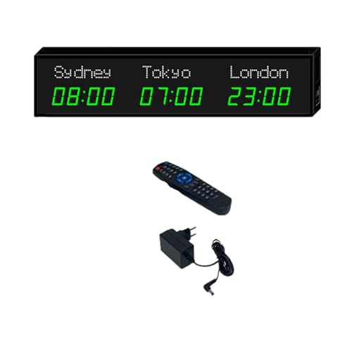 Reloj mundial digital grande, múltiples zonas horarias, ideal para hoteles, fábricas, centros comerciales y lugares de competencia