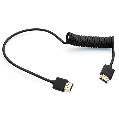 Image of HDMI 8K 4K60p Cable for ATOMOS Ninja V Ultra Indie 5 GODOX Sony A7IV FX3 Z280 Canon C300 /500 Lumix S5M2 GH7 Camera Feelworld F5Pro Cut6 Portkeys LH5PII, Type A HDMI 2.1 Braided Coiled 50cm