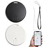 2 Pezzi Localizzatore GPS Bluetooth 5.2, Smart Tag per iOS e Android, Tracker per Moto, Oggetti, Borse, Animali, Valigie, GPS Auto Localizzatore con Allarme Acustico e App Bianco e nero