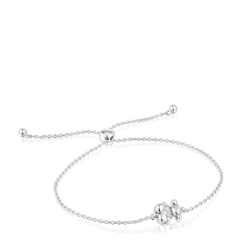 TOUS Pulsera cadena motivo oso de plata y cuarzo cristal de roca, Para Mujer, Colección Color Bear