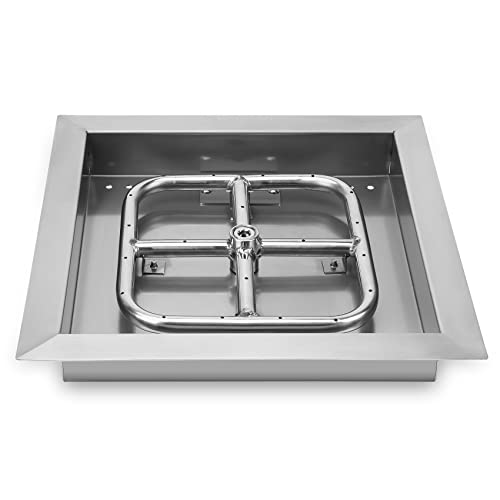 onlyfire Stainless Steel 12" Drop-in Square Fire Pit Pan, with 9" Square Fire Burner