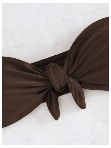 SweatyRocks Women's Bathing Suits Tie Knot Strapless Bikini Set Bandeau Swimsuits3