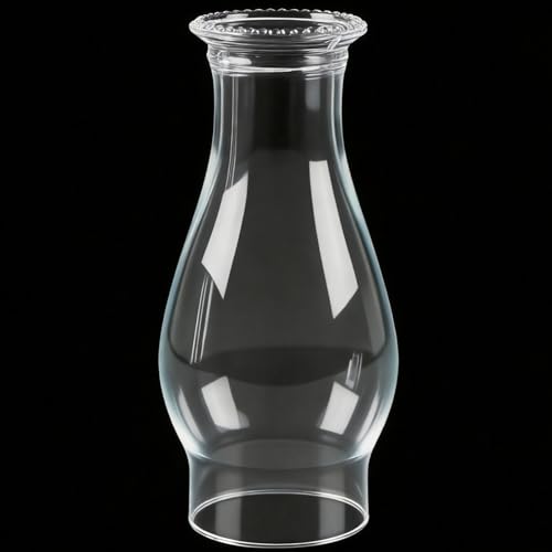 Oil Lamp Chimney Replacement 3 Inch x 8 Inch Kerosene Lamp Globe Clear Glass Oil Lamp Globe Crimped Top Hurricane Lamp Shade Cover Glass Chimney For Oil Lamps(1 Pack)