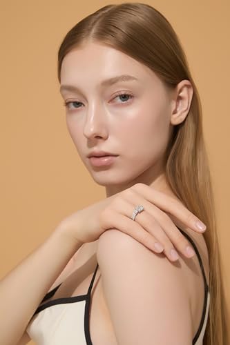 Image of Moissanite Wedding Ring Sets D Color VVS1 Moissanite Ring Sets,Moissanite Engagement Ring 18K White Gold Plated 925 Sterling Silver Moissanite Ring