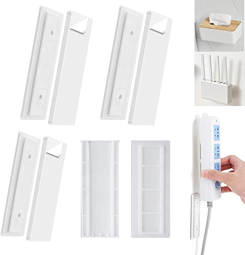 4 Autocolante fixo Power Strip, suporte para tomada de tomadas montado na parede sem orifícios, pode ser usado em caixas de tecido, roteadores sem fios, tomada de parede fixa
