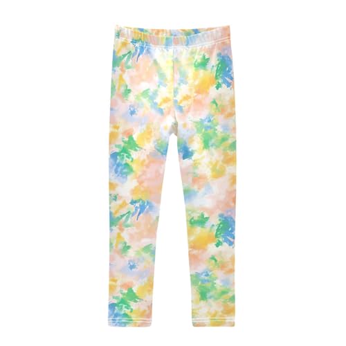 Abstract Pastel Soft Tone Girls Leggings,Workout Leggings for Girls Toddler Athletic Leggings Size for 3-10T