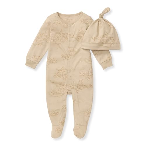 Image of Burt's Bees Baby Jumpsuit, 100% Organic Cotton One-piece Outfit Coverall With Hat