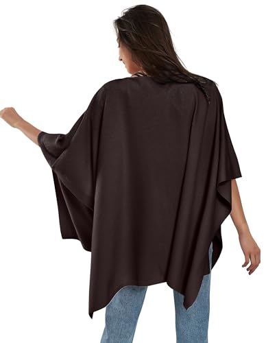 Image of PULI Women's Pullover Poncho Sweater Oversized Loose Fit Soft Shawl Layering Tops for Office Travel Daily Wear,Fall Winter